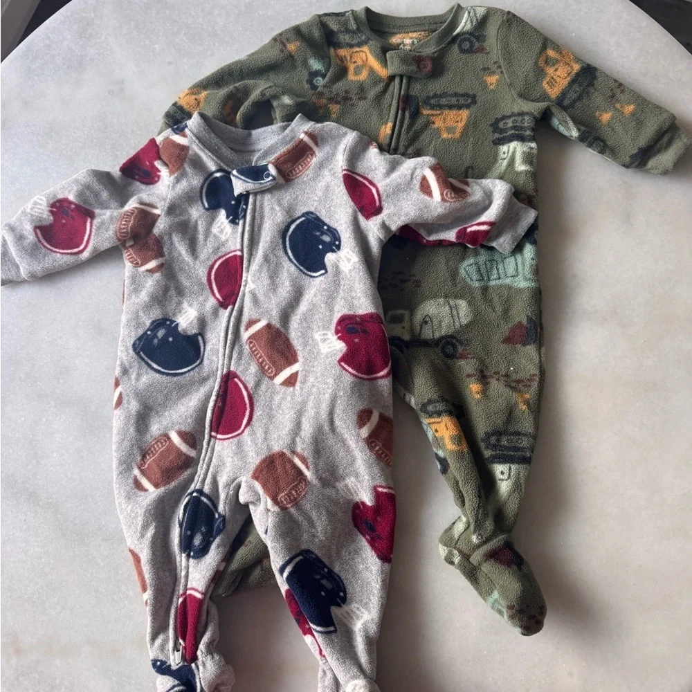 Carter's Kids One Piece Footies - Gray and Green